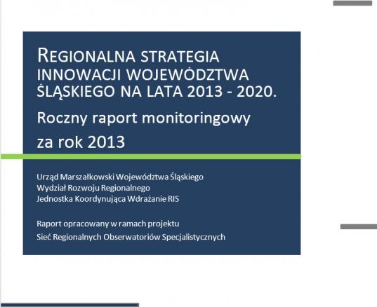 Regionalna Strategia Innowacji Województwa Śląskiego na lata 2013 - 2020. Roczny raport monitoringowy za rok 2013